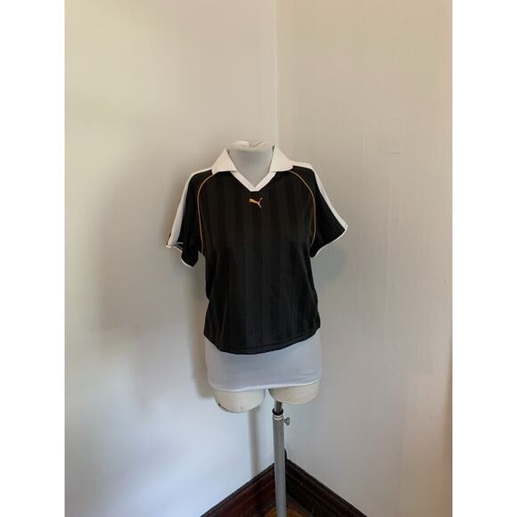 Puma T7 Football Polo Jersey Women's S Black Striped Relaxed Activewear Collared - Picture 5 of 16